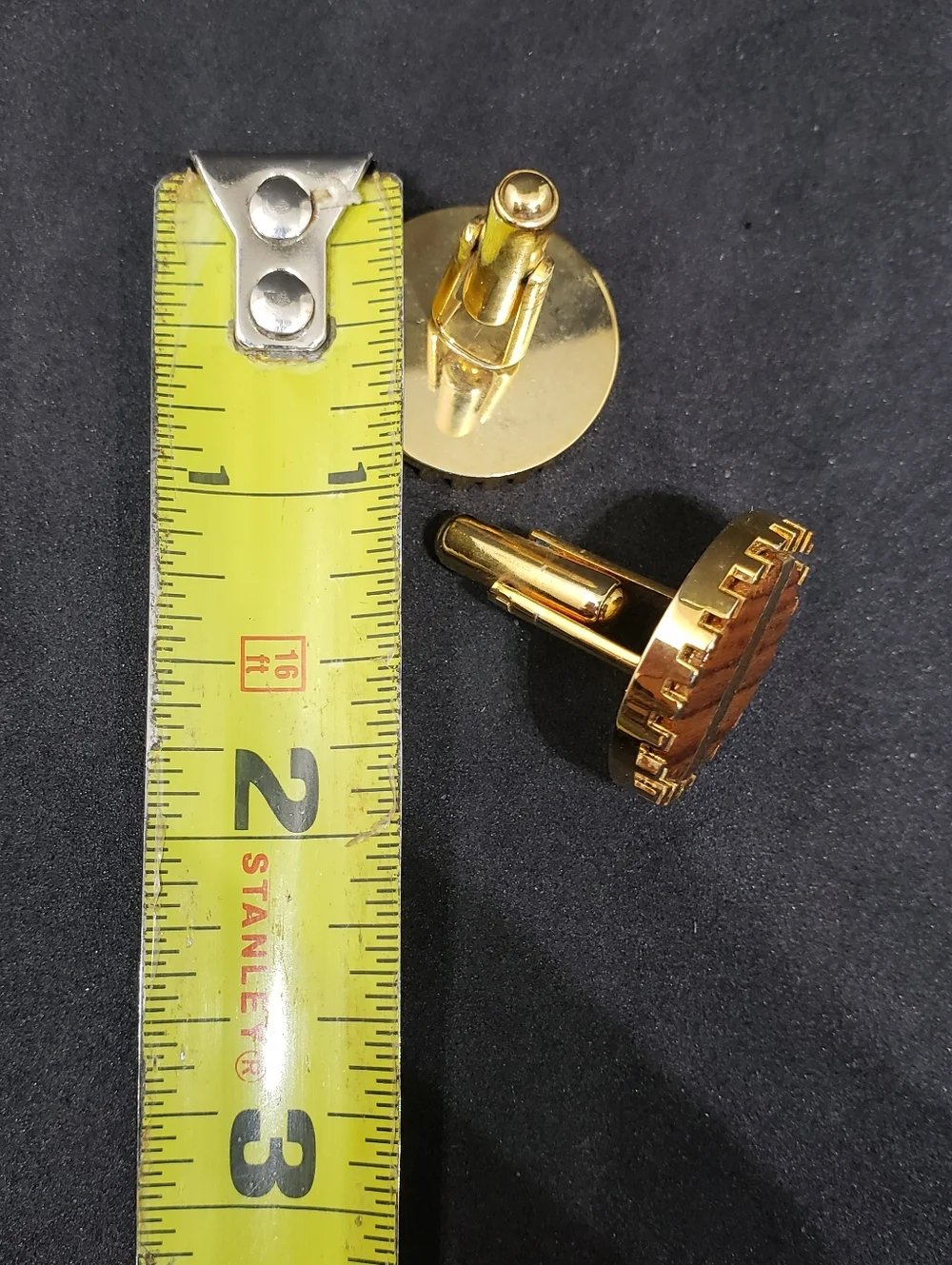 Gold-Tone Wood Inlay Cufflinks - Round Men's Accessory